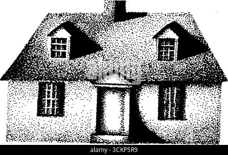 Sehr detaillierte Illustration mit stippelnder Tinte eines klassischen Hauses. Stock Vektor