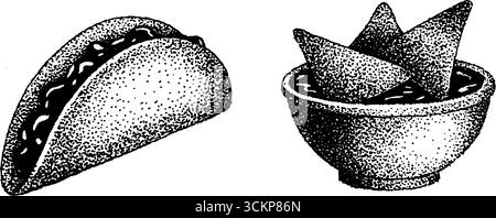Sehr detaillierte Illustration von Taco und Nachos. Stock Vektor