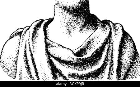 Sehr detaillierte Illustration mit stippender Tinte mit drapiertem Stoffdesign. Stock Vektor