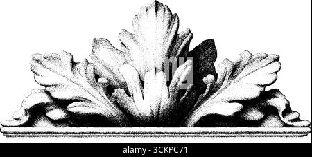 Marmorrelief mit geblümtem Arabesken-Design und abgebrochenen Kanten für künstlerische Einrichtung. Stock Vektor