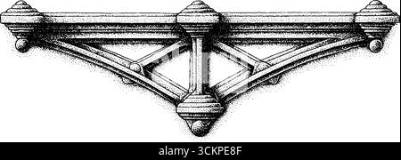 Industrielles Designelement mit Stahlbrückenbinder mit Nietklammern. Stock Vektor