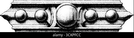 Träger- und Nietdetails aus Industriestahl im Punktdesign für Architekturdesign. Stock Vektor