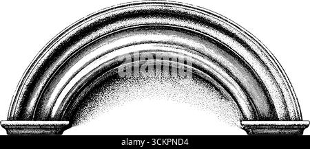 Architektonische Gestaltung mit Kreuzgewölbe und vierteiligen Rippenelementen für historische Bauten. Stock Vektor