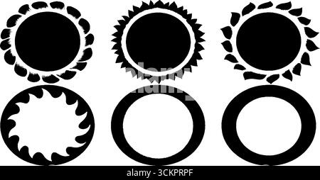 Geometrisches Set mit Kreisrahmen und spiralförmigen Sternpunkten für Designprojekte. Stock Vektor