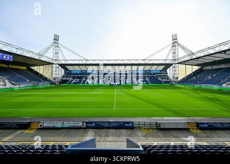 Allgemeine Ansichten des Deepdale Stadions, Heimstadion des Preston North End FC, während des Sky Bet Championship Matches Preston North End gegen Middlesbrough in Deepdale, Preston, Großbritannien, 13. September 2025 (Foto: Adam Gee/News Images) Stockfoto