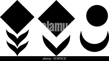 Geometrische Formen mit Rautenrahmen und gepunkteten Pfeilen für grafisches Design. Stock Vektor