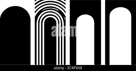 Geometrische Bögen im Art déco-Stil sorgen für moderne Einrichtung und grafische Einrichtung. Stock Vektor