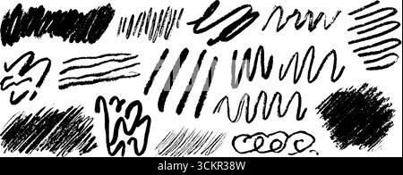 Kreative abstrakte Sammlung von zwölf dynamischen handgezeichneten Leitlinien für künstlerisches Design. Stock Vektor