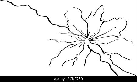 Aufwändige Liniengrafik mit Schneeflockenmuster für Winterdekoration und Kunsthandwerk. Stock Vektor