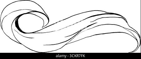 Minimalistisches Strichkunst-Illustrationsset mit Spiralen- und Wellenmotiven für kreative Projekte. Stock Vektor