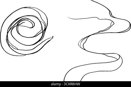 Abstraktes Strichkunstset mit verwickelter Schleife und dynamischen Kurven für kreatives Design. Stock Vektor