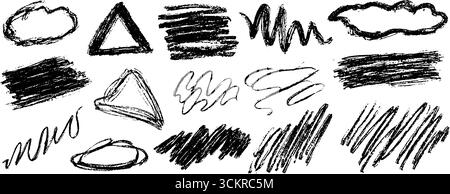 Handgezeichnete Sammlung von zwölf gebrochenen Rahmen und Formen für künstlerische Designprojekte. Stock Vektor