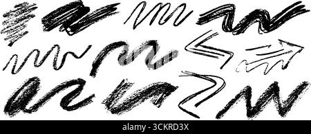 Handgezeichnete Richtungspfeile und Linien für kreative Designprojekte. Stock Vektor