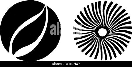 Abstraktes geometrisches Set mit abgewinkelten Kaskaden- und kreisförmigen Fadenmustern für modernes Design. Stock Vektor