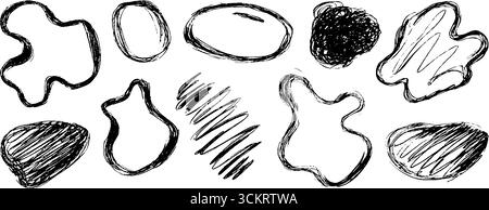Kreative Sammlung von zwölf handgezeichneten fließenden Glocken für künstlerisches Design. Stock Vektor