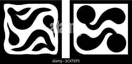 Minimalistisches abstraktes Design in schwarzem Kirschbaum und Blatt für moderne Einrichtung. Stock Vektor