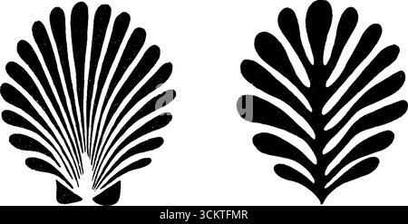 Naturelemente an der Küste – Muschelschalen, Tintenpfad und gebrochene Korallen für künstlerische Designs. Stock Vektor