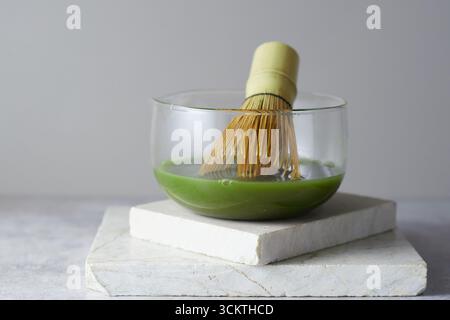 Nahaufnahme reiner Matcha-grüner Tee, Cafe-Menü Stockfoto