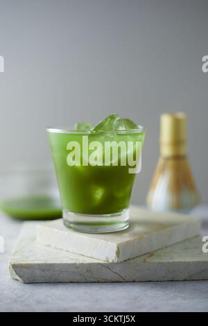 Nahaufnahme reiner Matcha-grüner Tee, Cafe-Menü Stockfoto