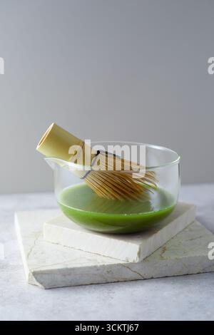 Nahaufnahme reiner Matcha-grüner Tee, Cafe-Menü Stockfoto