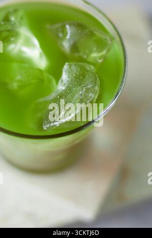 Nahaufnahme reiner Matcha-grüner Tee, Cafe-Menü Stockfoto