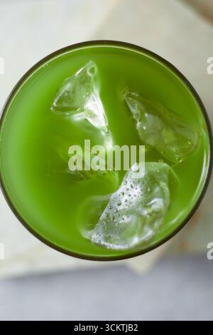 Nahaufnahme reiner Matcha-grüner Tee, Cafe-Menü Stockfoto