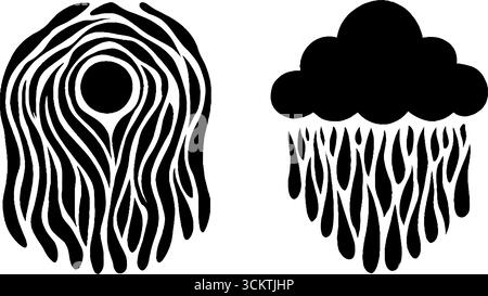 Dreamcatcher-Mond- und Wolkenformen mit fließendem Schwanz für dekorative Zwecke. Stock Vektor