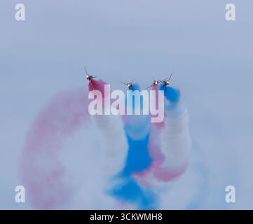 Die Roten Pfeile, offiziell bekannt als Royal Air Force Aerobatic Team, während der Hanna Break: International Ayr Show Festival of Flight, Ayr, Schottland Stockfoto