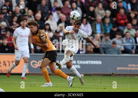 Swansea, Großbritannien. September 2025. Goncalo Franco aus Swansea City schießt ein großes Tor. EFL Skybet Meisterschaftsspiel, Swansea City gegen Hull City im Stadion Swansea.com in Swansea, Wales am Samstag, den 13. September 2025. Dieses Bild darf nur für redaktionelle Zwecke verwendet werden. Nur redaktionelle Verwendung, Bild von Andrew Orchard/Alamy Live News Stockfoto