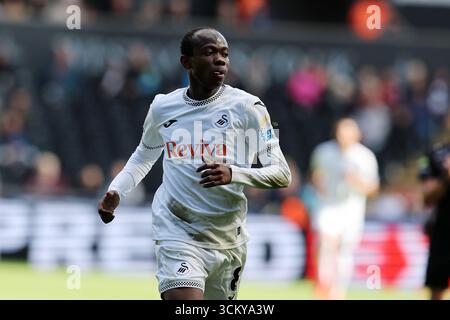 Swansea, Großbritannien. September 2025. Malick Yalcouye aus Swansea City in Aktion. EFL Skybet Meisterschaftsspiel, Swansea City gegen Hull City im Stadion Swansea.com in Swansea, Wales am Samstag, den 13. September 2025. Dieses Bild darf nur für redaktionelle Zwecke verwendet werden. Nur redaktionelle Verwendung, Bild von Andrew Orchard/Alamy Live News Stockfoto