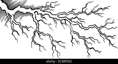 Handgezeichnetes Blitzblitzset mit gezackten Rahmen in Schwarz-weiß für Designprojekte. Stock Vektor