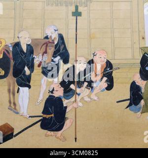 Detail aus Szenen in und um Kyoto von Sumiyoshi Gukei, Edo-Zeit, 17. Jahrhundert; Tokyo National Museum, Japan; bewaffneter Shogun, Shogunat. Stockfoto