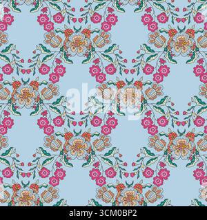Elegantes Blossom Seamless Blue Muster Stock Vektor