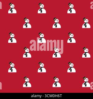 Snowman Roter Hintergrund Nahtloses Muster Stock Vektor