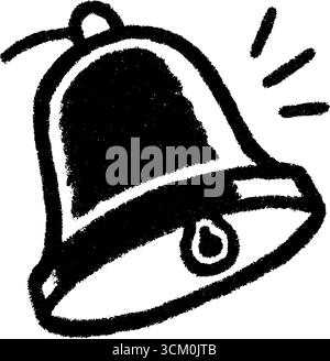 Handgezeichnete Skizze der Schulglocke auf Tafel mit Kreidebeschaffenheit. Stock Vektor