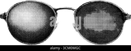 Vintage-Sonnenbrille im Pop-Art-Stil mit Halbtonpunkten für Retro-Design-Projekte. Stock Vektor