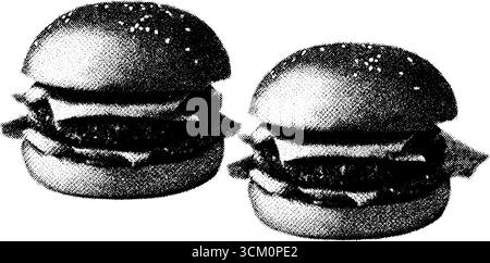 Vintage-Halbton-Mini-Burger-Slider Street Food Concept Collage-Design. Stock Vektor