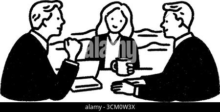 Business Meeting-Konzept mit Kunden, die Immobilienpapiere prüfen - Entwurf für Verträge oder Marketing. Stock Vektor