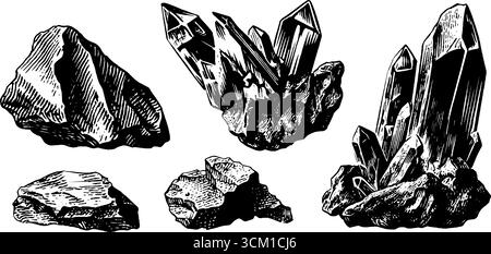 Vintage handgezeichnete Glasscherben und gezackte Kanten Illustration für Retro-Design. Stock Vektor