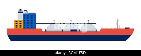 LNG-Tankschiff 2D-Cartoon-Objekt Stock Vektor