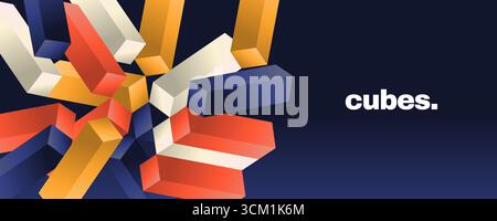 Abstrakter geometrischer Hintergrund mit bunten 3D-Würfeln für Business Presentation Design oder kreative Veranstaltung Hintergrund Stock Vektor