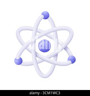 Atom-Modell mit Zentralkern und umlaufenden Elektronen. Kernenergie, wissenschaftliche Forschung, Molekularchemie, Physik und Forschung Stock Vektor