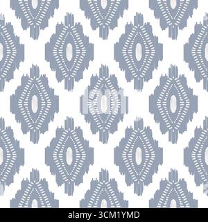 Ikat geometrische ethnische Vintage Textur Vektor Kunst Design. Nahtloses Muster und Hintergrundtapete mit Batikgewebe Stock Vektor