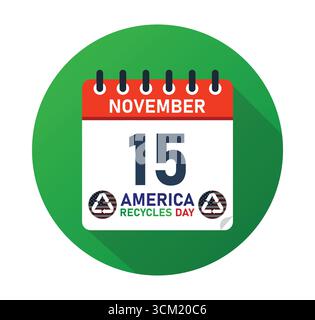 America Recycles Day, 15. November, Kalendergrafik. Banner für Post in sozialen Medien. Vektorabbildung Stock Vektor
