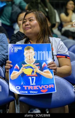 Quezon City, Manila, Philippinen. September 2025. Frankreich gegen Korea in der Pool-Phase während der FIVB Herren-Volleyball-Weltmeisterschaft 2025 in Manila, Philippinen. Frankreich gewinnt das Spiel in drei Reihen. (Kreditbild: © Jayne Russell/ZUMA Press Wire) NUR REDAKTIONELLE VERWENDUNG! Nicht für kommerzielle ZWECKE! Stockfoto