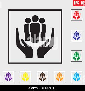 Human Resources Symbol, Teamarbeit, Personalmanagement, Mitarbeiterrotation, Coaching, einfacher flacher Vektor. Stock Vektor