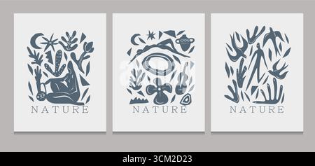 Modernes Poster im abstrakten Stil mit von der Natur inspirierten Formen Stock Vektor