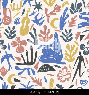 Abstraktes farbenfrohes nahtloses Muster mit modernen Formen und Figuren Stock Vektor