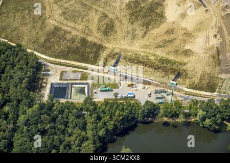 Luftaufnahme, Standort Mühlenberg der Nottenkaemper GmbH, Sondermülldeponie Huenxe-Schermback, Gahlen, Schermbeck, Ruhrgebiet, Nordrhein-Westfalen Stockfoto