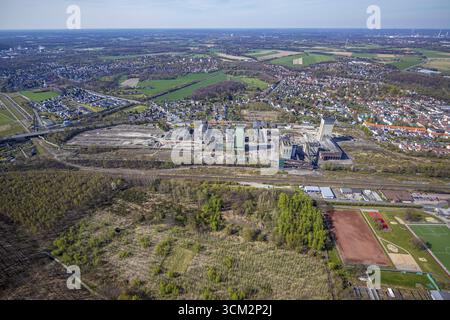Luftaufnahme, Dekonstruktion der Zeche Westerholt, ehemaliges Bergwerk DSK Lippe, Westerholt, Herten, Ruhrgebiet, Nordrhein-Westfalen, Deutschland, DE, Europa Stockfoto